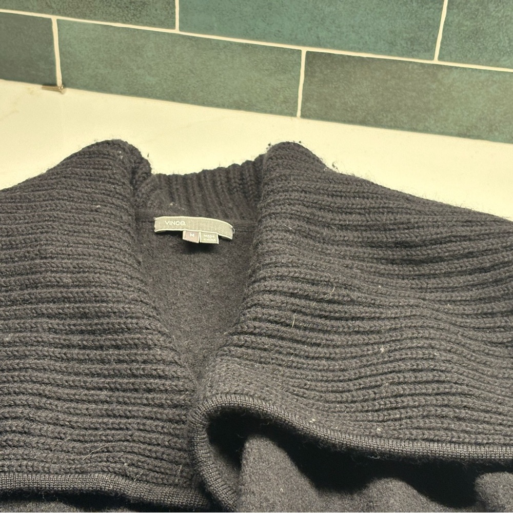Vince boiled wool open cardigan, shawl collar